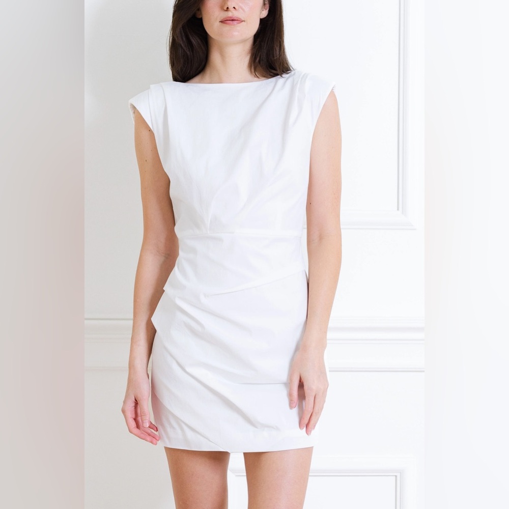 St. Agni Bateau Tuck Mini Dress - White worn by Olivia Rodrigo